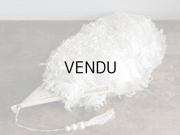 画像3: 1900年代 アンティーク オフホワイトのフェザーのファン  (3)