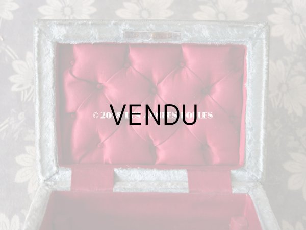 画像8: 19世紀末 アンティーク グレイッシュグリーンの裁縫箱 金具＆脚付き (8)