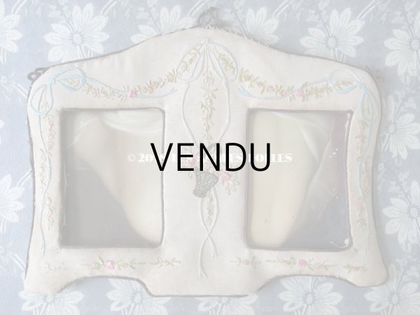 画像8: アンティーク リボン刺繍のフォトフレーム 薔薇の花かご＆薔薇とリボンのガーランド (8)