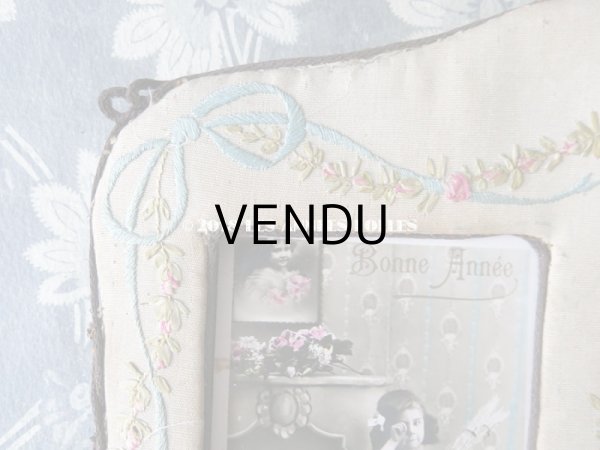 画像6: アンティーク リボン刺繍のフォトフレーム 薔薇の花かご＆薔薇とリボンのガーランド (6)