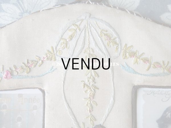 画像5: アンティーク リボン刺繍のフォトフレーム 薔薇の花かご＆薔薇とリボンのガーランド (5)