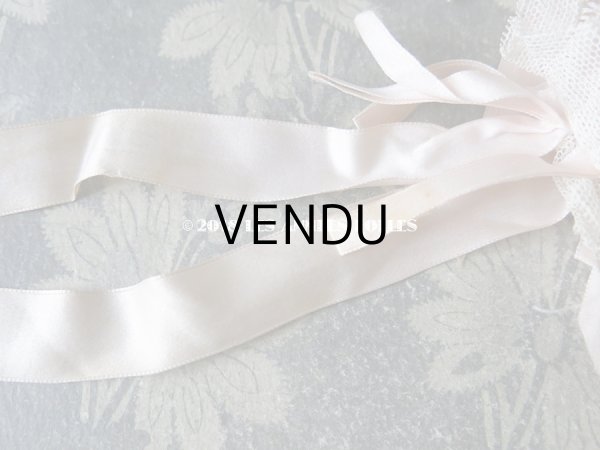 画像12: 1920年代 アンティーク　淡いピンクの少女用ボネ レース＆リボン付 (12)