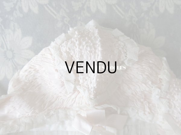 画像8: 1920年代 アンティーク　淡いピンクの少女用ボネ レース＆リボン付 (8)