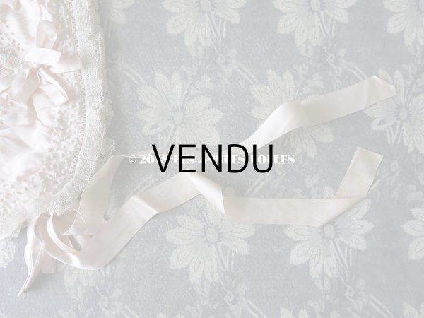 画像11: 1920年代 アンティーク　淡いピンクの少女用ボネ レース＆リボン付 (11)