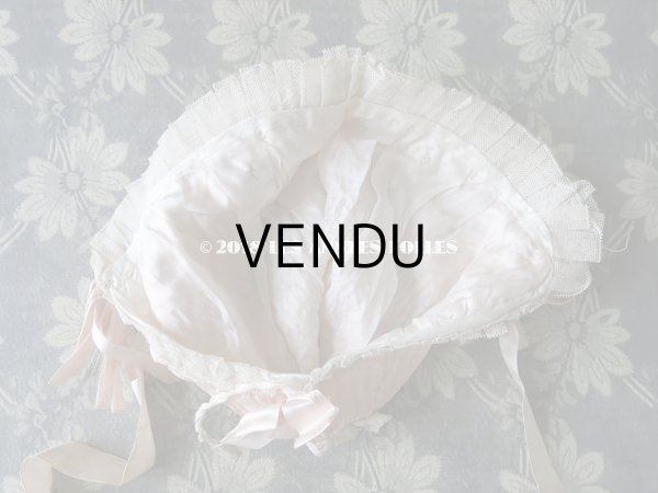 画像7: 1920年代 アンティーク　淡いピンクの少女用ボネ レース＆リボン付 (7)