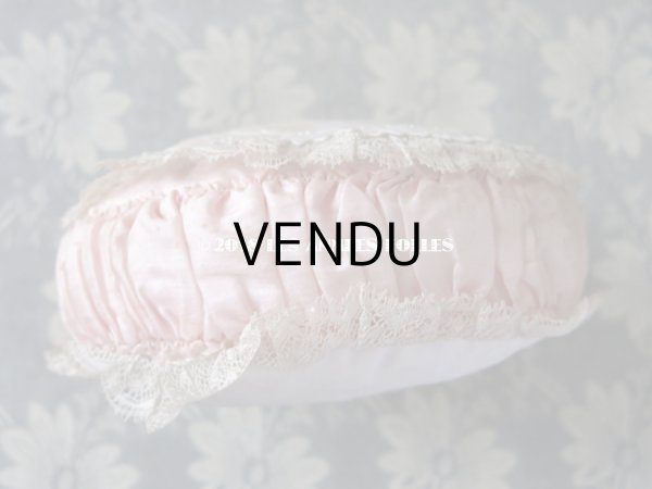 画像5: 1920年代 アンティーク モノグラム刺繍入り ピンクのクッション (5)