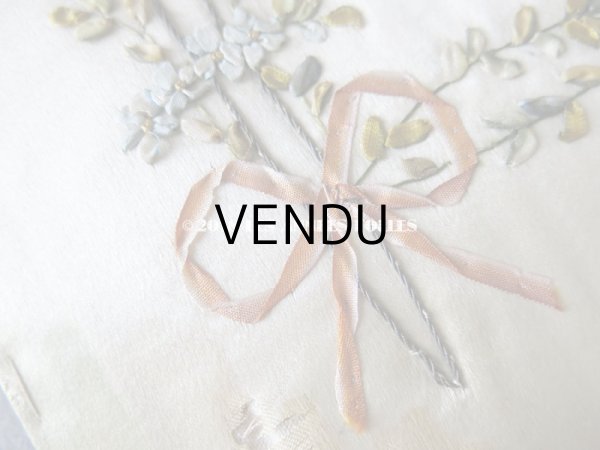 画像10: アンティーク リボン刺繍のフレーム 薔薇とリボン＆勿忘草のガーランド (10)