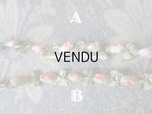 画像5: 19世紀末 アンティーク シルク製  ロココトリム ピンクの薔薇 ロココリボン (5)