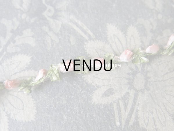 画像4: 19世紀末 アンティーク シルク製  ロココトリム ピンクの薔薇 ロココリボン (4)