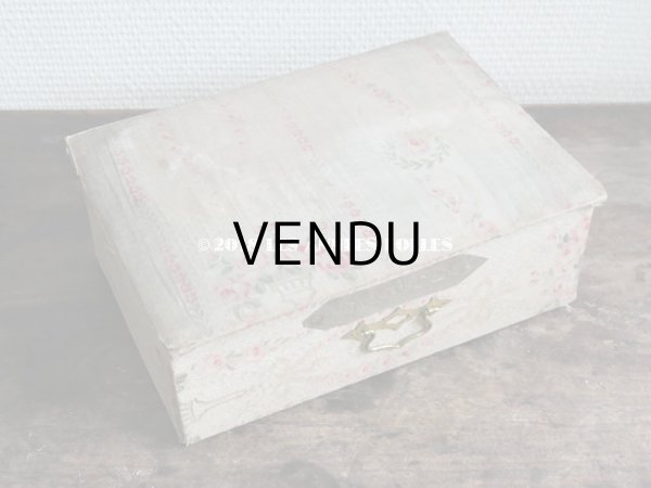 画像16: 1900年代 アンティーク カルトナージュチェスト  薔薇のガーランド (16)