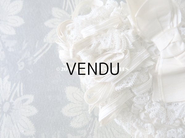 画像4: アンティーク ドール用 大きなリボン付 レースのボネ (4)