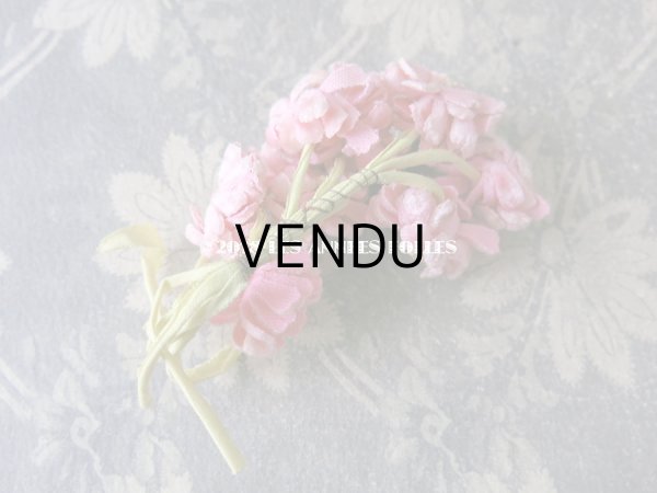 画像5: アンティーク ピンクのベルベットの花のコサージュ (5)