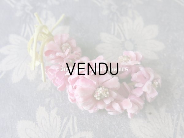 画像3: アンティーク ピンクのベルベットの花のコサージュ (3)