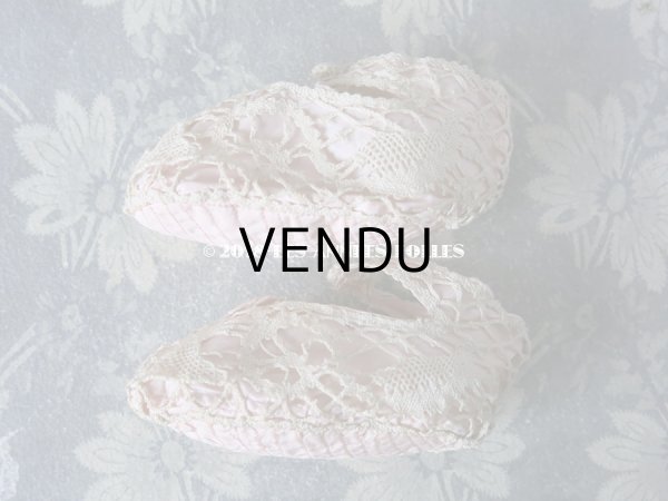 画像6: 1900年代 アンティーク  ドール用シューズ  淡いピンクのロココモチーフ付 (6)