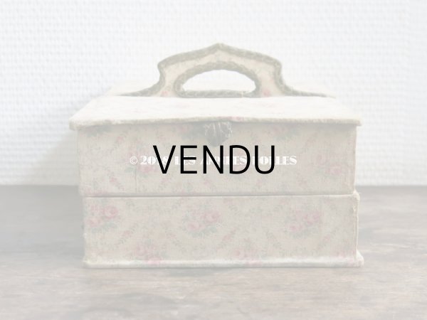 画像7: 【クリスマスセール2018対象外】 1900年代 アンティーク 薔薇模様の裁縫箱　カルトナージュボックス  (7)