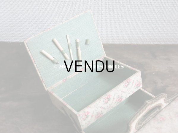 画像13: 【クリスマスセール2018対象外】 1900年代 アンティーク 薔薇模様の裁縫箱　カルトナージュボックス  (13)