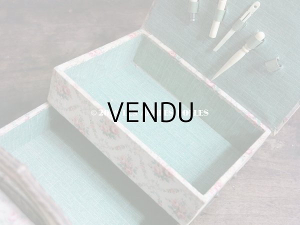 画像15: 【クリスマスセール2018対象外】 1900年代 アンティーク 薔薇模様の裁縫箱　カルトナージュボックス  (15)