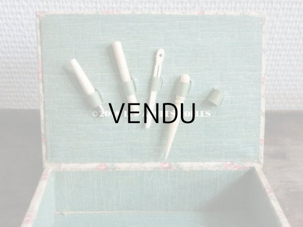 画像14: 【クリスマスセール2018対象外】 1900年代 アンティーク 薔薇模様の裁縫箱　カルトナージュボックス  (14)