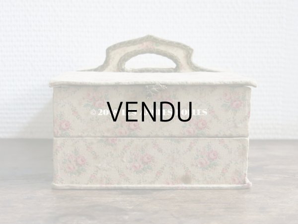 画像6: 【クリスマスセール2018対象外】 1900年代 アンティーク 薔薇模様の裁縫箱　カルトナージュボックス  (6)