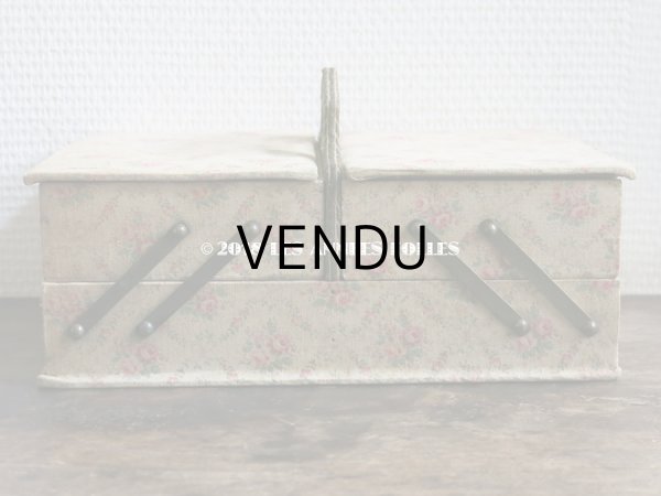 画像5: 【クリスマスセール2018対象外】 1900年代 アンティーク 薔薇模様の裁縫箱　カルトナージュボックス  (5)