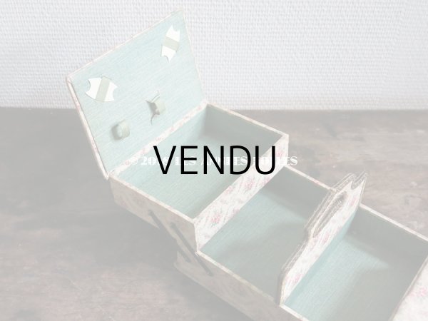 画像10: 【クリスマスセール2018対象外】 1900年代 アンティーク 薔薇模様の裁縫箱　カルトナージュボックス  (10)