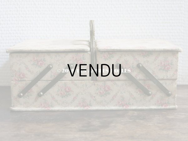 画像4: 【クリスマスセール2018対象外】 1900年代 アンティーク 薔薇模様の裁縫箱　カルトナージュボックス  (4)