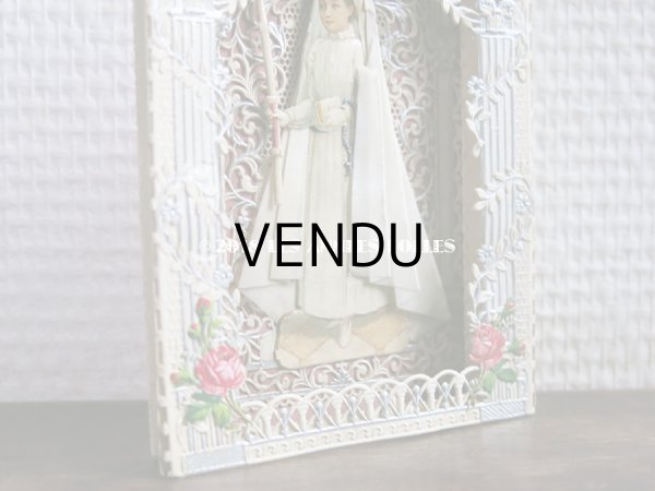 画像4: アンティーク  初聖体の立体カニヴェ コミュ二オンの少女  (4)