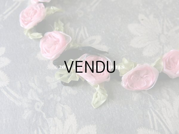 画像5: 未使用 1920年代 アンティーク バレエ用 シルクシフォン ピンクの薔薇のヘッドリース 箱入り (5)