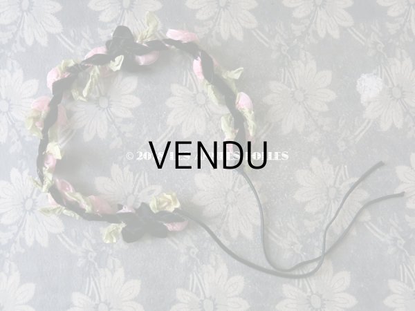 画像9: 未使用 1920年代 アンティーク バレエ用 シルクシフォン ピンクの薔薇のヘッドリース 箱入り (9)