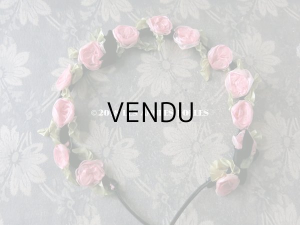 画像3: 未使用 1920年代 アンティーク バレエ用 シルクシフォン ピンクの薔薇のヘッドリース 箱入り (3)