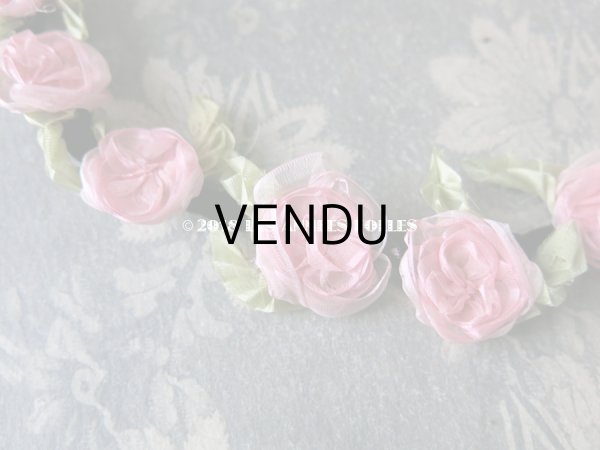 画像6: 未使用 1920年代 アンティーク バレエ用 シルクシフォン ピンクの薔薇のヘッドリース 箱入り (6)