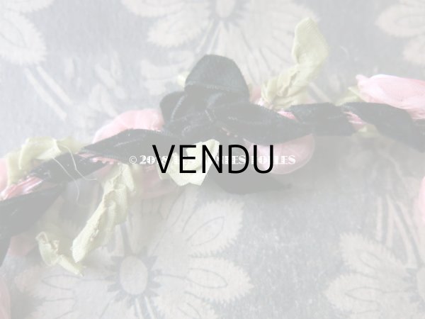 画像10: 未使用 1920年代 アンティーク バレエ用 シルクシフォン ピンクの薔薇のヘッドリース 箱入り (10)