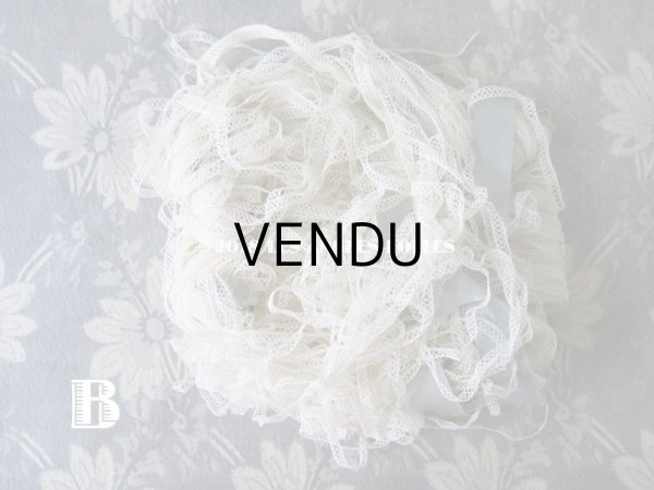 画像5: 未使用 アンティーク ドール用  極細 チュールレース オフホワイト 100m 4mm幅 (5)