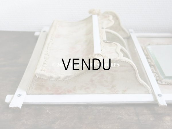 画像13: 1900年代 アンティーク　カルトナージュのラック ミラー付 フリル＆薔薇模様 (13)