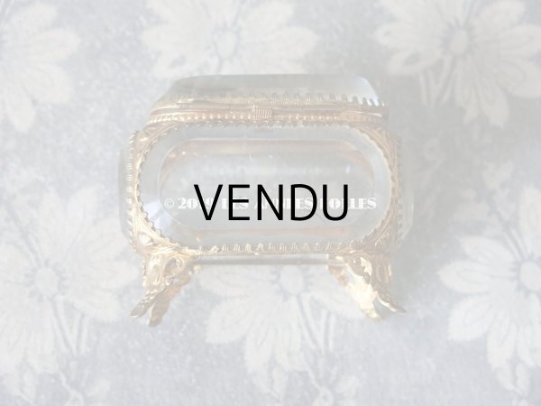 画像7: アンティーク 小さなジュエリーボックス　淡いグレイッシュブルーのシルク製クッション (7)