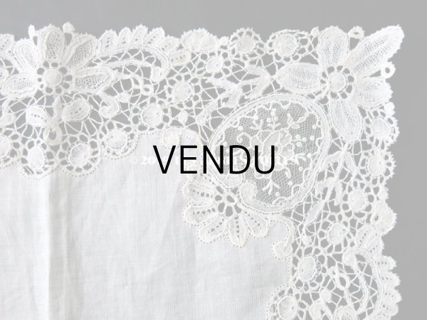 画像5: アンティーク ポワンドガーズ & デュシェス 結婚式のハンカチ 『ポワン・ド・ガーズ』 (5)