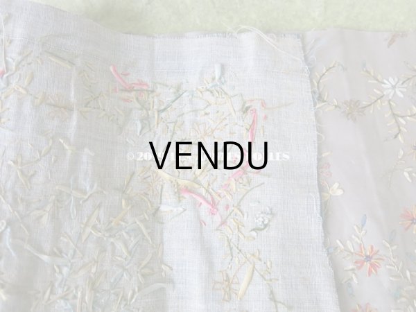 画像18: 19世紀 アンティーク リボン刺繍のパネル ファブリック (18)