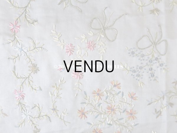 画像8: 19世紀 アンティーク リボン刺繍のパネル ファブリック (8)