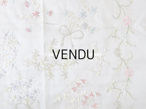 画像11: 19世紀 アンティーク リボン刺繍のパネル ファブリック (11)