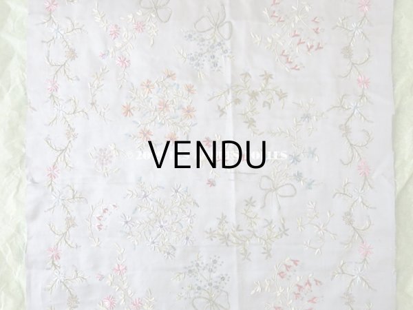 画像4: 19世紀 アンティーク リボン刺繍のパネル ファブリック (4)