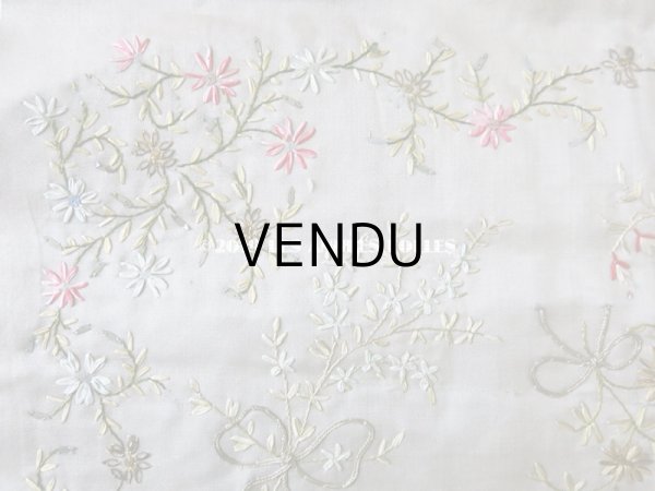 画像6: 19世紀 アンティーク リボン刺繍のパネル ファブリック (6)