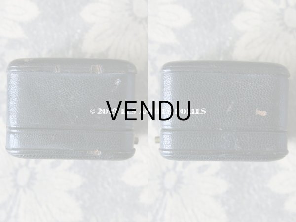 画像6: アンティーク ジュエリーボックス 本革製 黒 リングボックス (6)