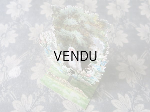 画像7: アンティーク  初聖体の立体カニヴェ 森の中のコミュ二オンの少女 鈴蘭＆薔薇＆勿忘草 (7)