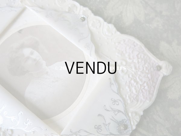 画像4: アンティーク セルロイドのフォトフレーム 薄紫色の菫 (4)