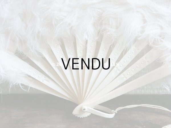 画像3: 1900年代 アンティーク オフホワイトのファン  白鳥のフェザー＆ボーン製 (3)