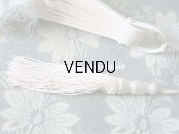 画像8: 1900年代 アンティーク オフホワイトのファン  白鳥のフェザー＆ボーン製 (8)