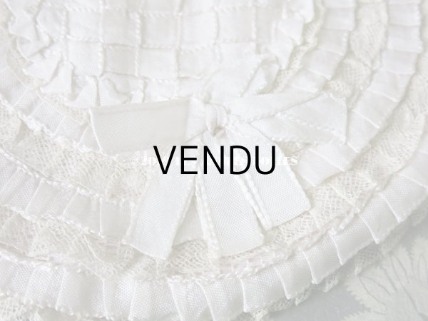 画像4: アンティーク  リボンとレースのフリル ハンキーケース 淡いピンク＆オフホワイト ハンカチ用ポシェット  (4)