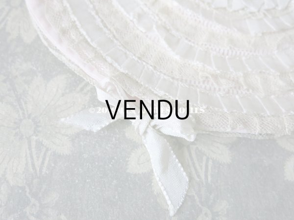 画像7: アンティーク  リボンとレースのフリル ハンキーケース 淡いピンク＆オフホワイト ハンカチ用ポシェット  (7)