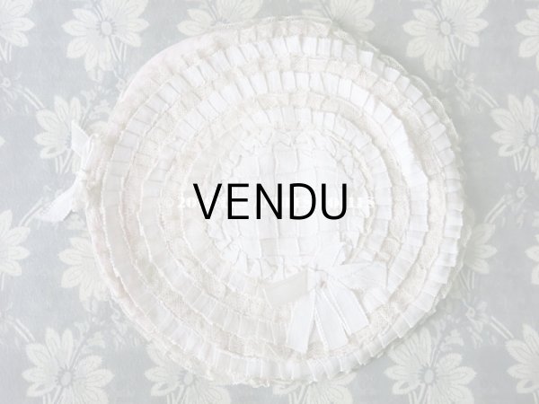 画像3: アンティーク  リボンとレースのフリル ハンキーケース 淡いピンク＆オフホワイト ハンカチ用ポシェット  (3)