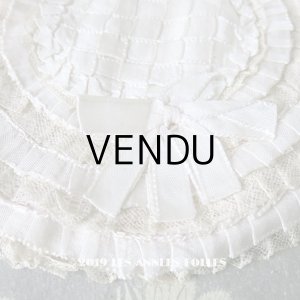 画像: アンティーク  リボンとレースのフリル ハンキーケース 淡いピンク＆オフホワイト ハンカチ用ポシェット 